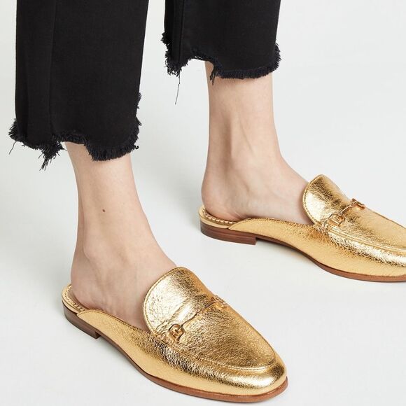 Sam Edelman Linnie Amber Gold Leather Bit Mules Sz 6 - Picture 1 of 10